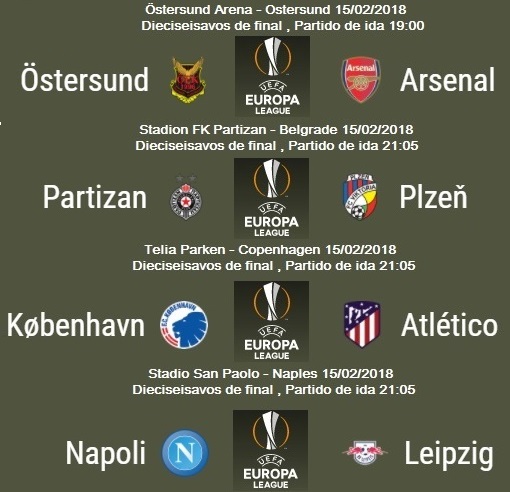 1 UEFA Europa League dieciseisavos ida 2017-2018