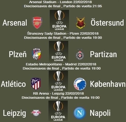 2 UEFA Europa League dieciseisavos vuelta 2017-2018